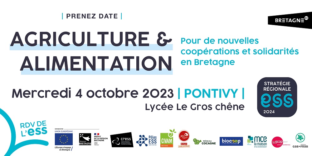Visuel de la Journée régionale Agriculture et Alimentation, pour de nouvelles coopérations et solidarités en Bretagne, qui s'est déroulée le mercredi 4 octobre 2023 au lycée du gros Chêne à Pontivy