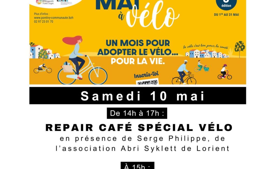 Mai à vélo- Atelier repair café à l’Espace Kenere de Pontivy