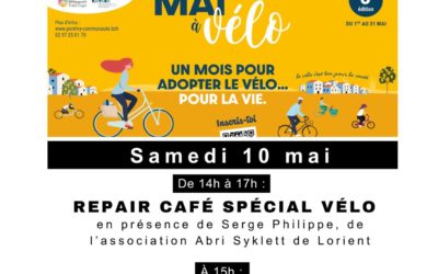 Mai à vélo- Atelier repair café à l’Espace Kenere de Pontivy
