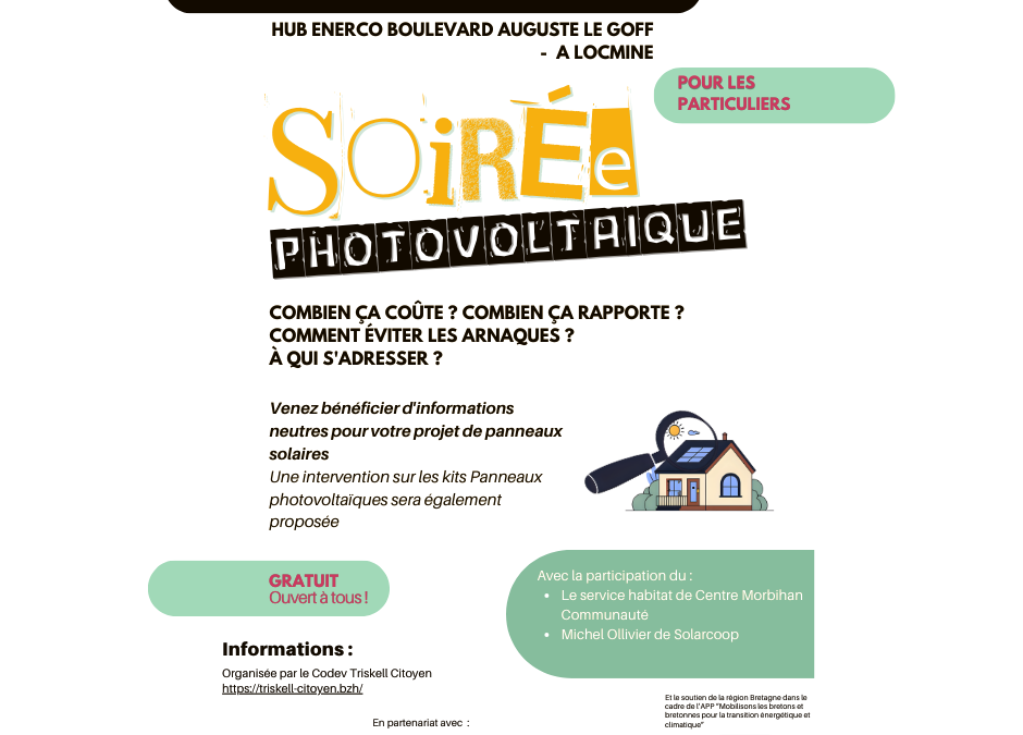 Soirée photovoltaïque pour les particuliers à Locminé