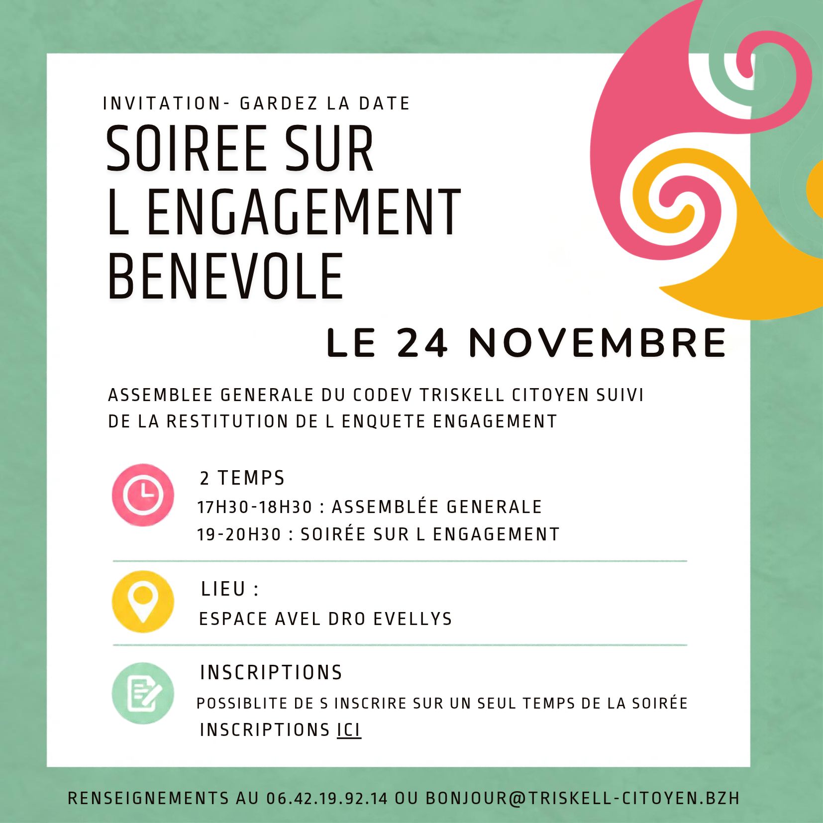 Invitation Ag et soirée engagement bénévole